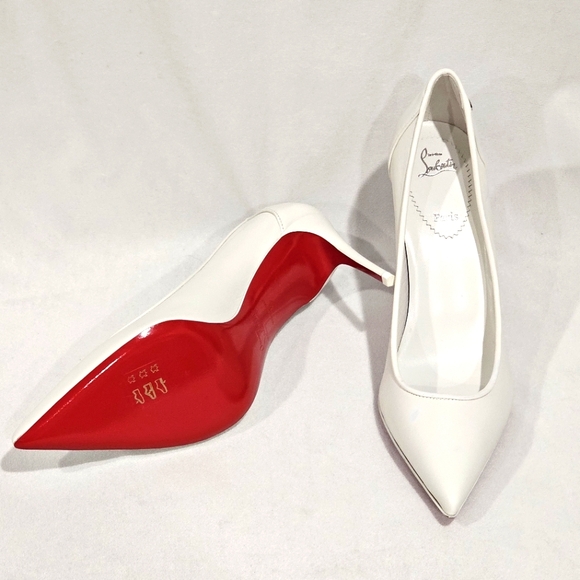 Christian Louboutin Shoes - New Christian Louboutin White Leather Pumps Heels With CL Logo In Size 39